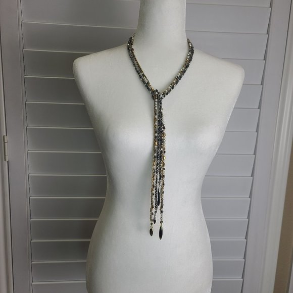 STELLA & DOT Gunmetal Lariat Beaded Necklace – 40" of Sophisticated Glam! - Picture 12 of 12